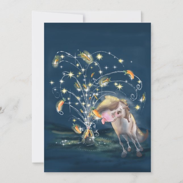 Convites New Year's Card with a Horse and Carrot Firework (Frente)