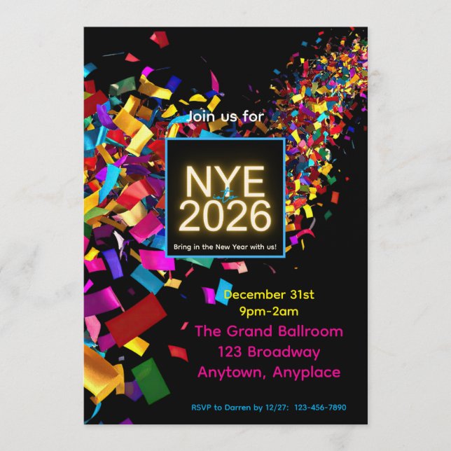 Convites New Years Eve Fun Party Invitation (Frente)