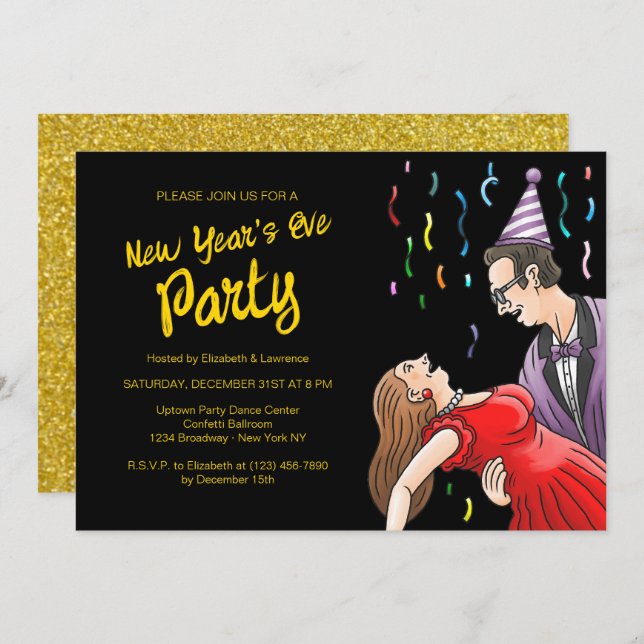 Convites New Years Eve Party (Frente/Verso)