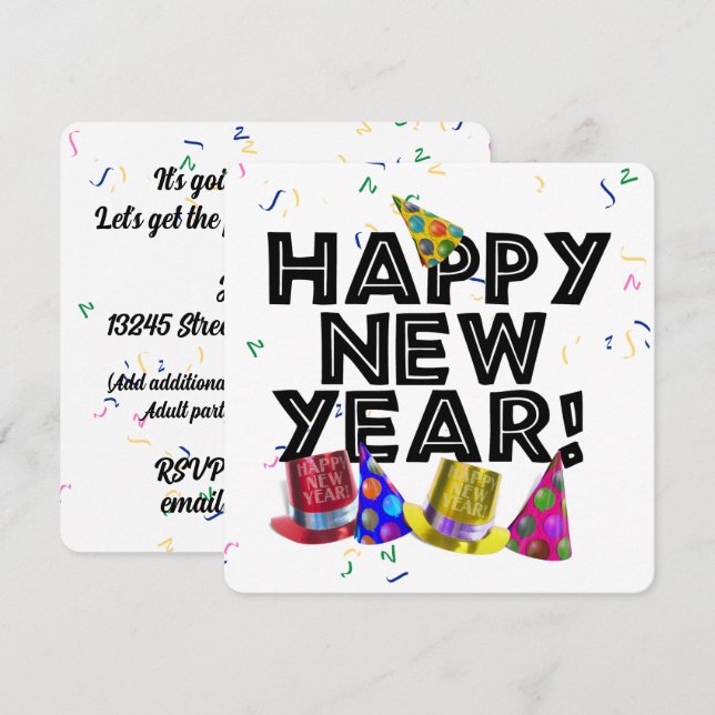 Convites New Years Eve Party (Frente/Verso)