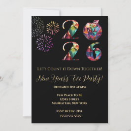 Convites New Year's Eve Party Invitation-Colorful-