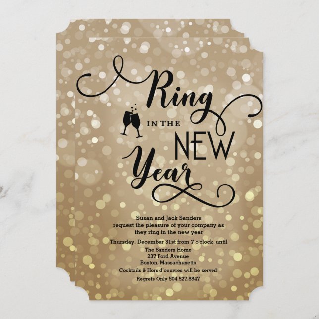 Convites New Years NYE Party Invitation (Frente/Verso)