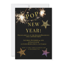 New Years Party Invite Sparklers Gold Invitation