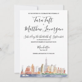 Convites New York City Watercolor Wedding Invitation