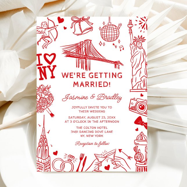 Convites New York Fun Doodle Wedding (Criador carregado)