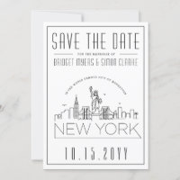 New York Wedding | Skyline Estilizado Salvar a Dat