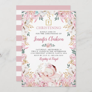 Convites Newborn Floral Christening