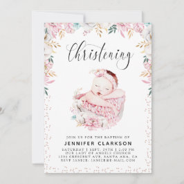 Convites Newborn Floral Christening