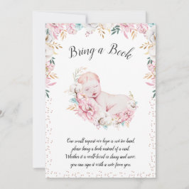 Convites Newborn Floral traga um livro