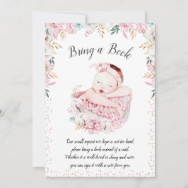 Convites Newborn Floral traga um livro