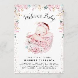 Convites Newborn Floral Welcome Baby