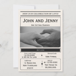 Convites Newspaper-Style Wedding Invitation | Customisable 