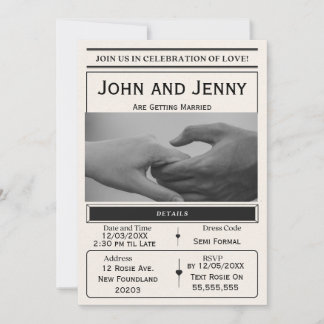 Convites Newspaper-Style Wedding Invitation | Customisable 
