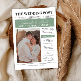 Convites Newspaper Wedding Unique Fun Black and white