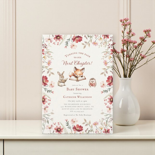 Convites Next Chapter  animals wildflowers baby shower (Criador carregado)