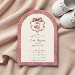 Convites Next Chapter Watercolor Hedgehog Reading Book 