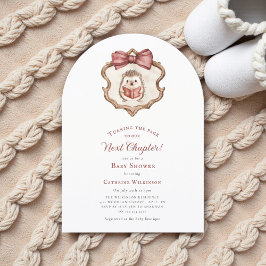 Convites Next Chapter Watercolor Hedgehog Reading Book 