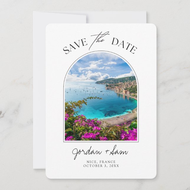 Convites Nice França Wedding Save the Date (Frente)