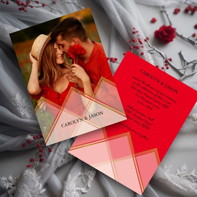 Convites Nice Transparency Effect Romantic Couple Photo (Nice Transparency Effect Romantic Couple Photo Wedding Invitation Card.)