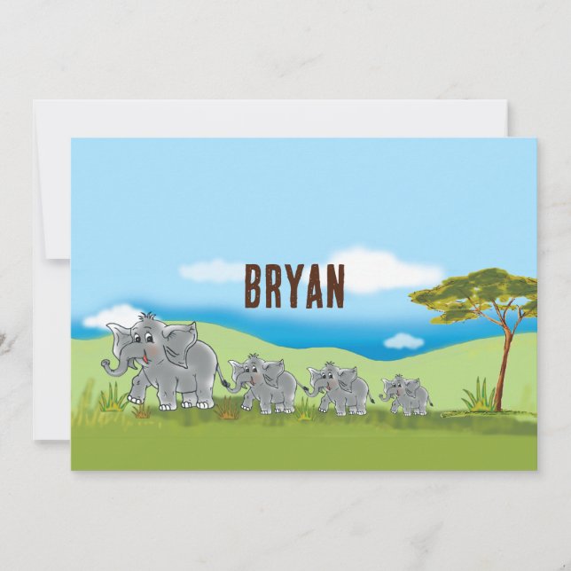 Convites Niedliche Elefanten - Afrika Savanne | (Frente)