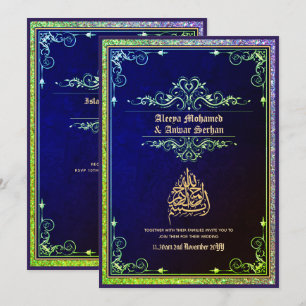 Convites NIKAH - Caligrafia de Casamento Islâmico Dourado