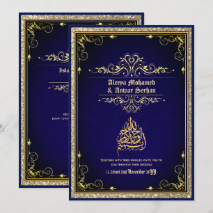 Convites NIKAH - Caligrafia de Casamento Islâmico Dourado A