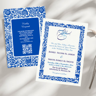 Convites Nikah, Casamento Islâmico Elegante Azul, com códig