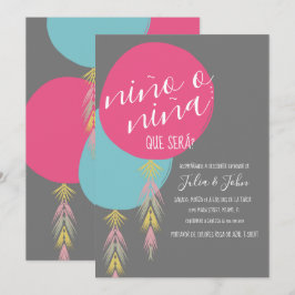 Convites Nina o Nino Gênero Reveal Tassel Balão