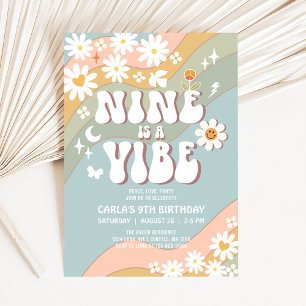 Convites NINE é um Aniversário Retro dos Anos 70 com Vibe d
