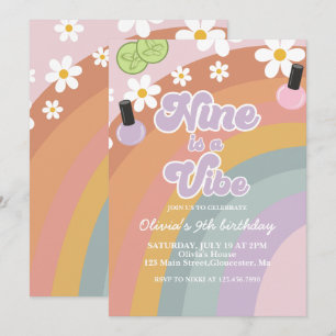 Convites Nine is a vibe Spa Chuveiro de Cores 9º Aniversári