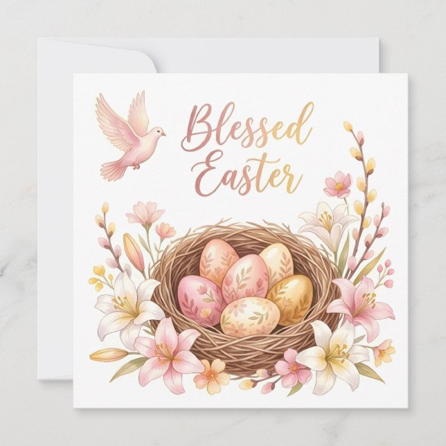 Convites Ninho de Páscoa com Ovos (Frente)