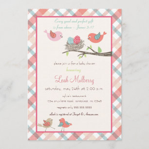 Convites Ninho de Pássaros do Amor - Chá de fraldas de Es