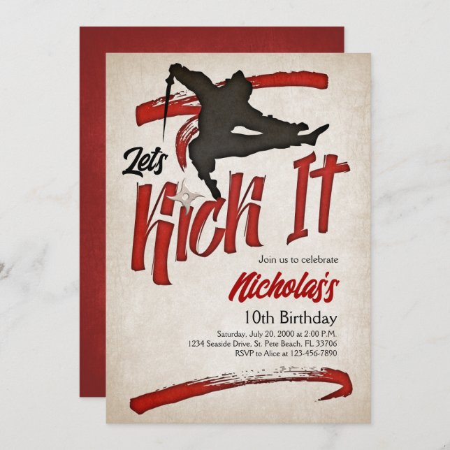 Convites Ninja Birthday (Frente/Verso)