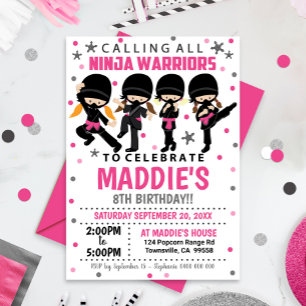 Convites Ninja Birthday Invent Girl Ninja