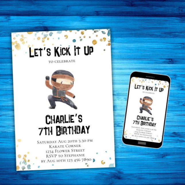 Convites Ninja Birthday Invitation - Ninja Party (Criador carregado)