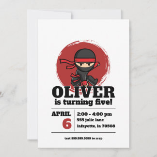 Convites Ninja Birthday Party Invitation