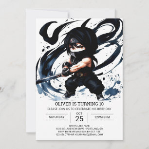 Convites Ninja Scroll Birthday moderno