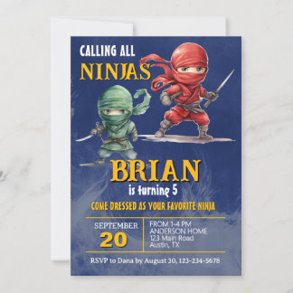 Convites Ninja Warrior Birthday Party