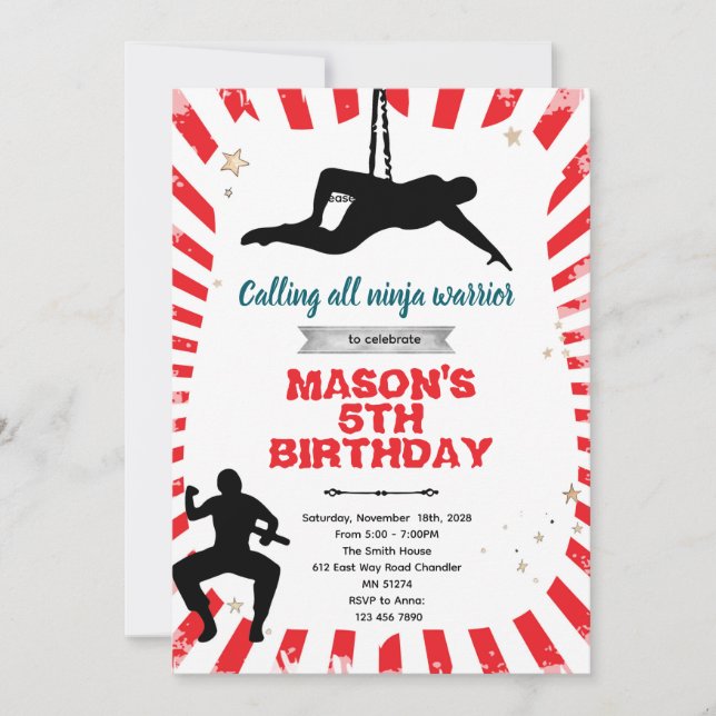 Convites Ninja warrior party Invitation (Frente)