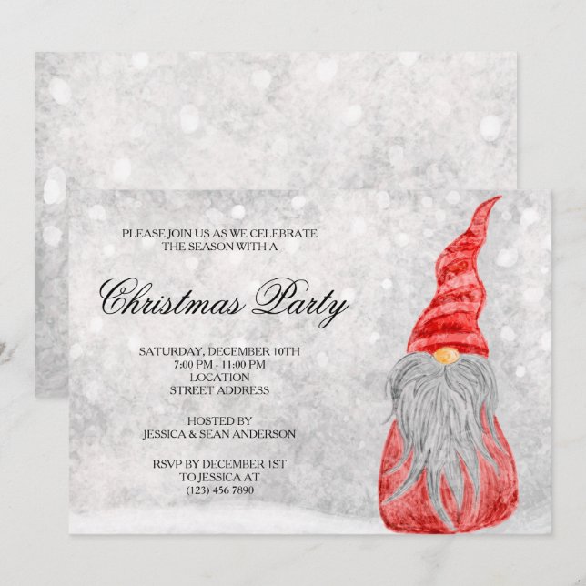 Convites Nisse de Natal Fofo (Frente/Verso)