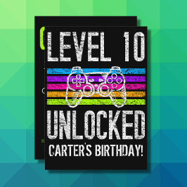 Convites Nível 10 Desbloqueado 10º Aniversário Gamer Person