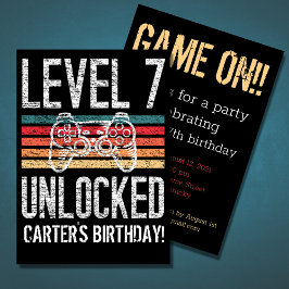 Convites Nível 7 - Aniversário de 7 desbloqueado Personaliz