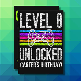 Convites Nível 8 Desbloqueado 8º Aniversário Gamer Personal