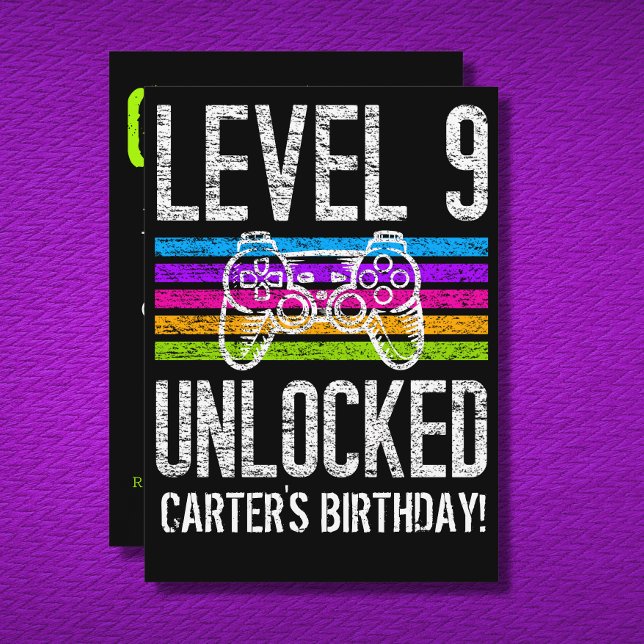 Convites Nível 9 Desbloqueado 9º Aniversário Gamer Personal (Criador carregado)