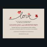 Convites No Amor Um Simples Casamento De Texto Elegante<br><div class="desc">Simples e elegante convite romântico com caligrafia manuscrita,  corações delicados e texto personalizável. Tamanho 7" x 5",  uma versão lateral. Outras combinações de cores e outras personalizações disponíveis por solicitação. © Ruxandra Proksch~Ruxique. Todos os direitos reservados.</div>