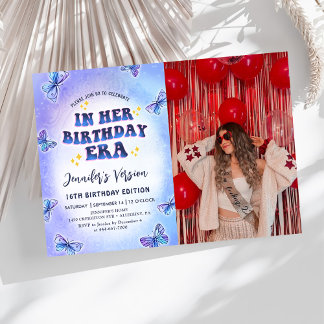 Convites No Aniversário, Borboleta, Foto De Aniversário