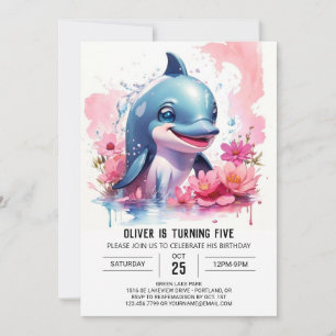 Convites No Aniversário do Partido dos Golfinhos Rosa-Rosa 