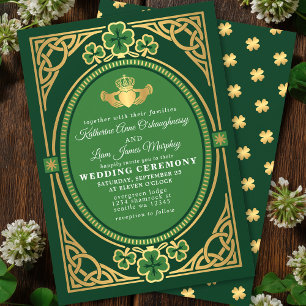 Convites Nó Celta Claddagh Shamrock Casamento Verde