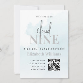 Convites No Cloud Nine Modern Chá de panela Código QR Rsvp