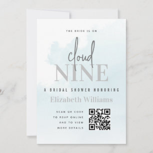 Convites No Cloud Nine Modern Chá de panela Código QR Rsvp